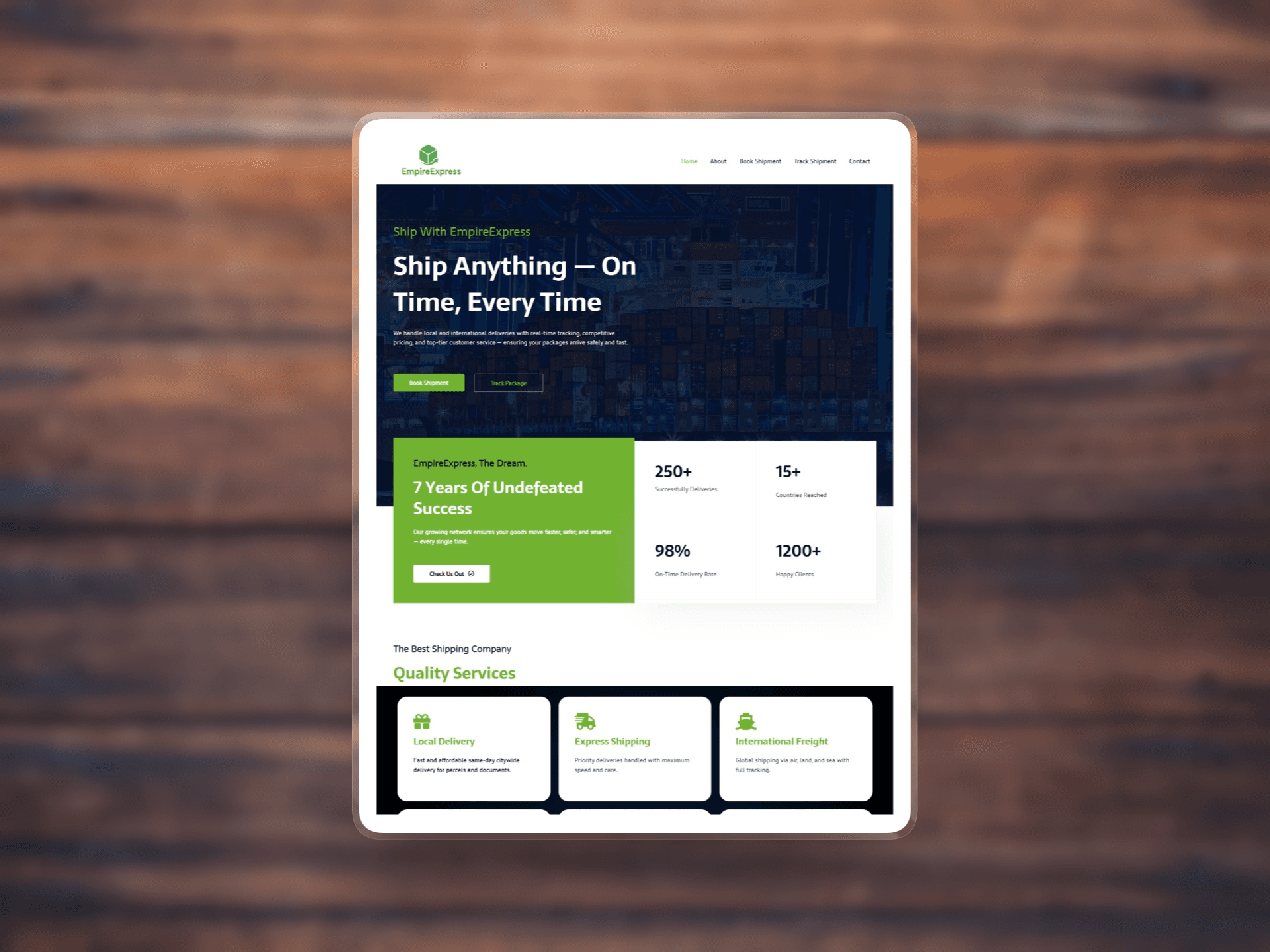 Shipping and Delivery Company desktop website preview